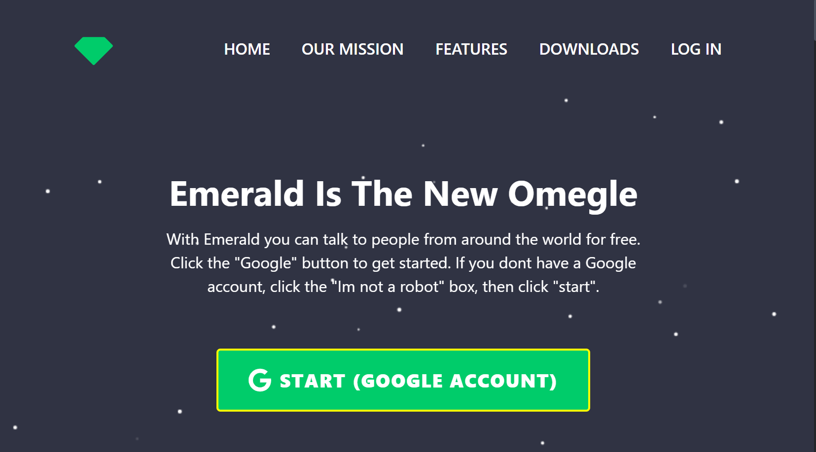 The Emerald Chat homepage.