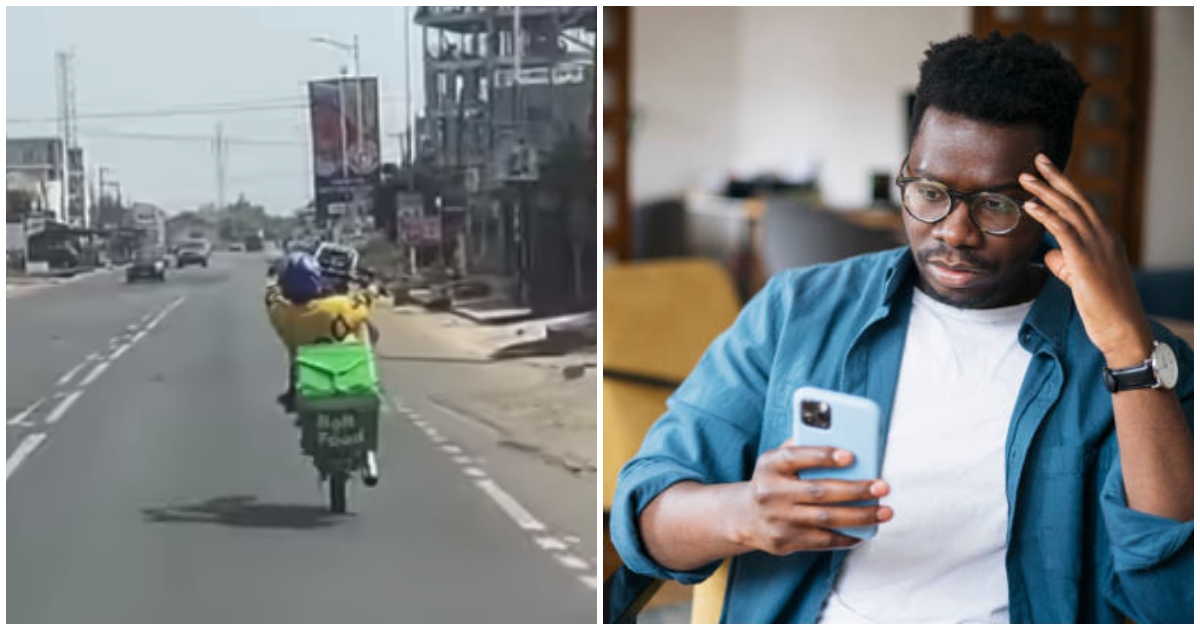 Food delivery guy filmed doing bike stunt while on an errand