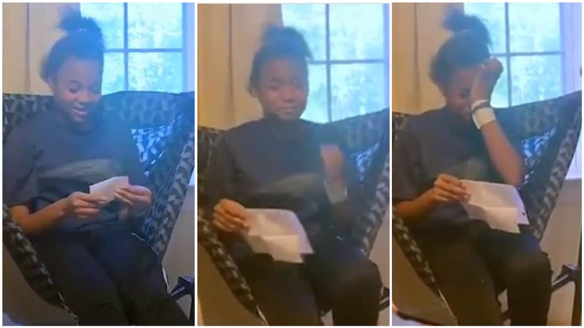 The 13-year-old girl paused reading the letter as she cried.
Photo source: Twitter/@nowthisnews