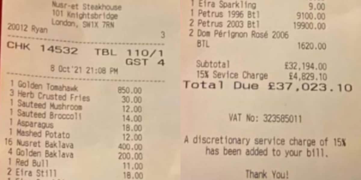 A table of four spent over Ghc308,885 on food and drinks