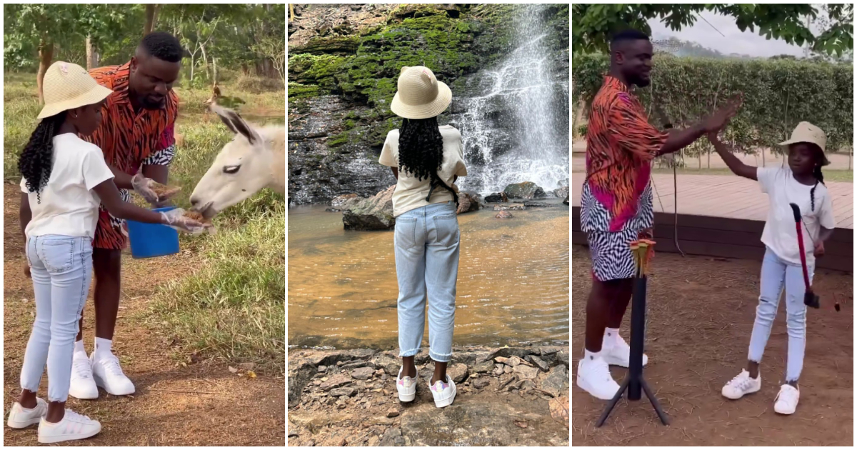 Sarkodie marks Titi's birthday with a trip to a safari park and the waterfall: "Father of the year"