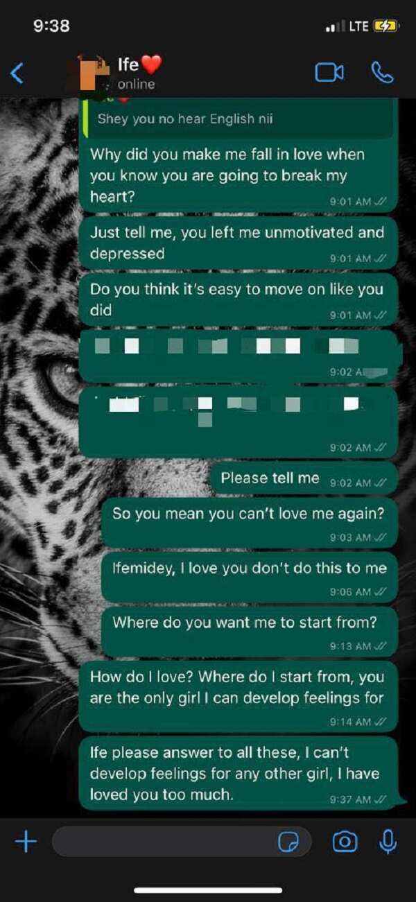 Sad screenshot of man begging girlfriend not to leave him