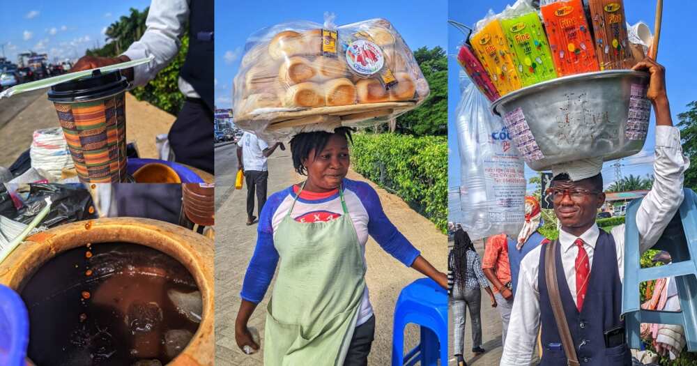 Ghanaians selling asaana and bread in Accra