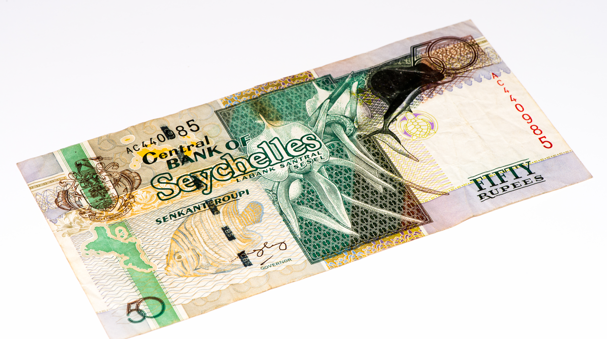 a 50 Seychellois rupee banknote, the national currency of Seychelles