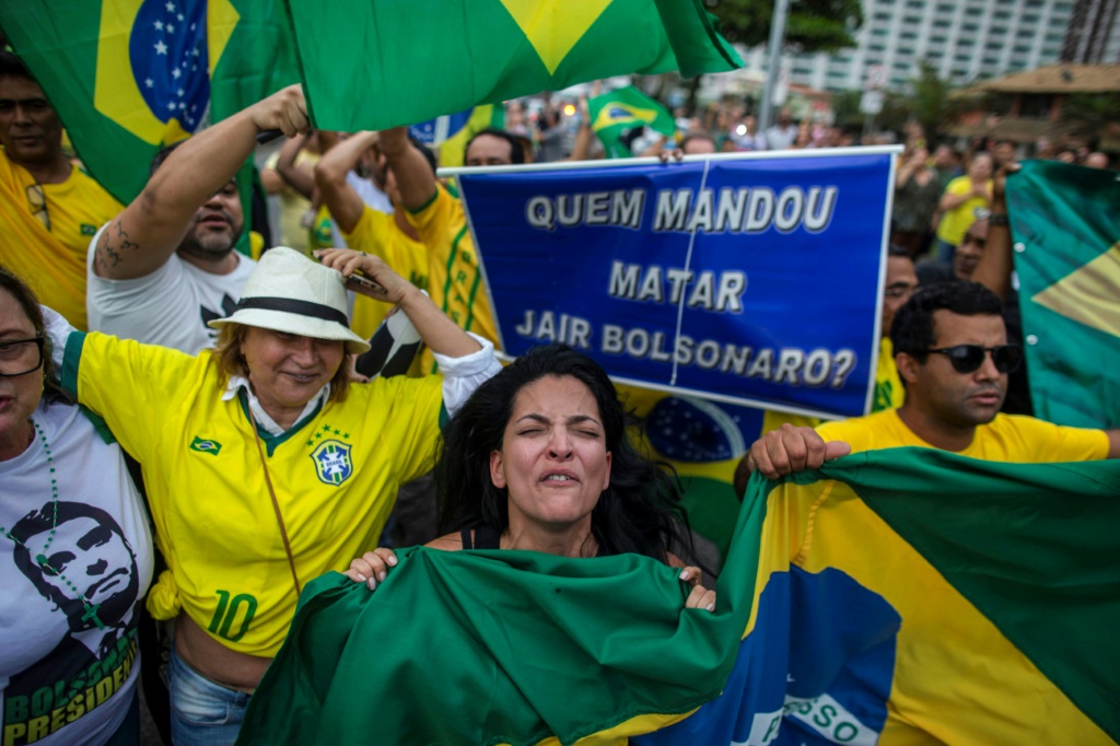 Bolsonaro backers celebrated his election win in 2018 outside his home in Barra