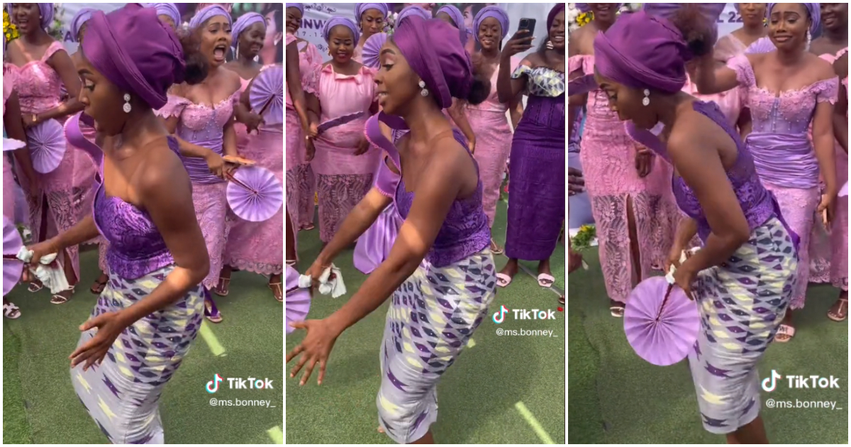 Pretty lady removes her heels as she dances with energy at wedding reception in viral video; bridesmaids jealous