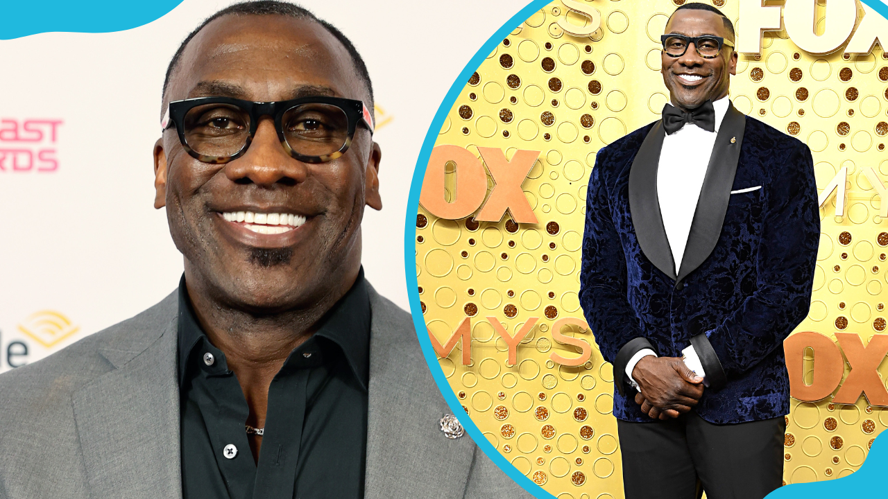 Shannon Sharpe at the 2024 iHeartPodcast Awards (L). He Shannon Sharpe attends the 71st Emmy Awards at Microsoft Theater (R)