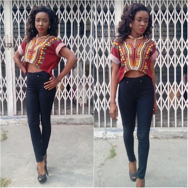 Stylish African print tops with jeans for ladies