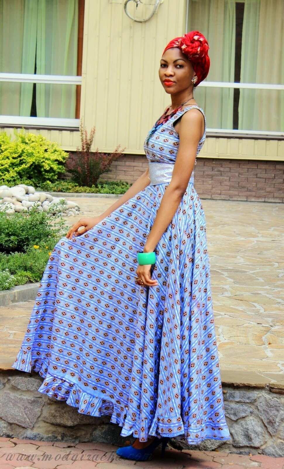 Long dress styles with African print 2020: photos 