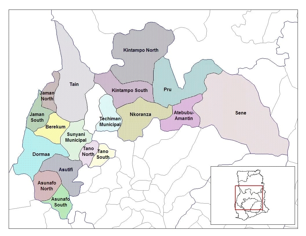 Districts in Brong Ahafo Region and Their Capitals