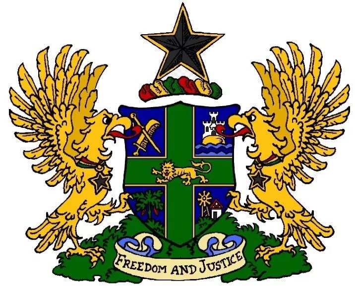 Ghana Coat of Arms Black and White Picture and Meaning