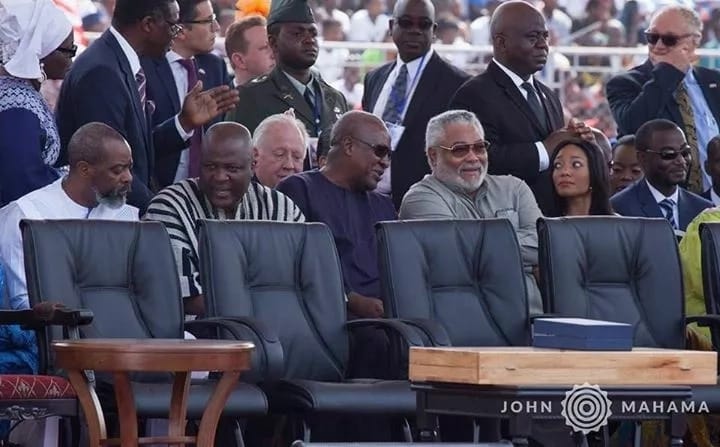 Former Presidents Rawlings and Mahama seated with other dignitaries