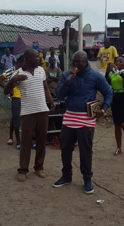 Photos appear to show Bukom Banku preaching on the streets