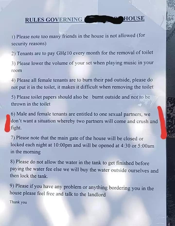 Landlord spells out rules and regulations for living in his house
