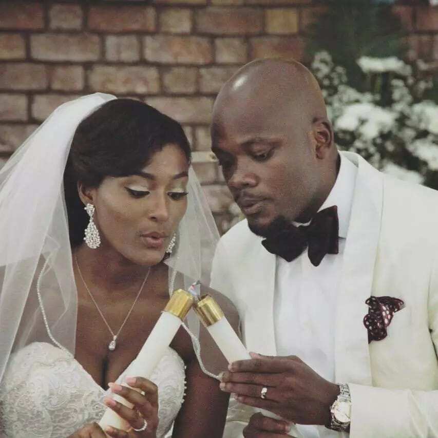 Gerry and beau Kojo have their white wedding