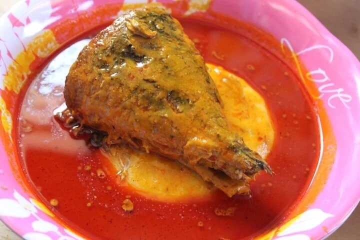 Ghanaian fufu served with fish