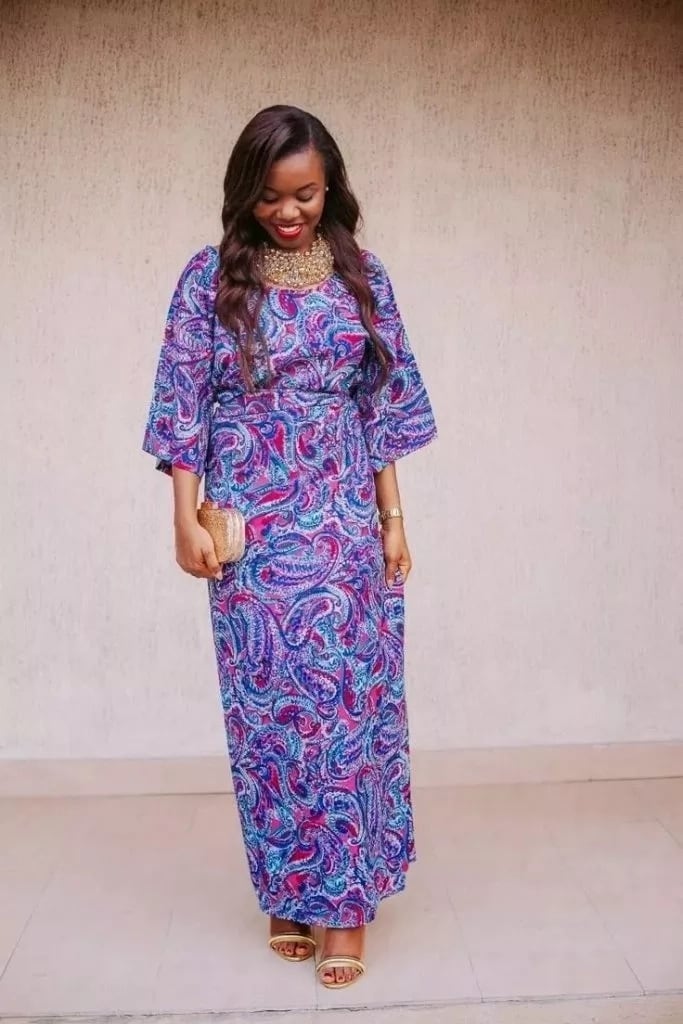 Latest Ghanaian Dresses- maxi chiffon dress with slit