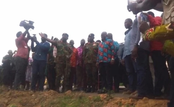 President Akufo-Addo takes a bow at the site where Major Mahama was killed