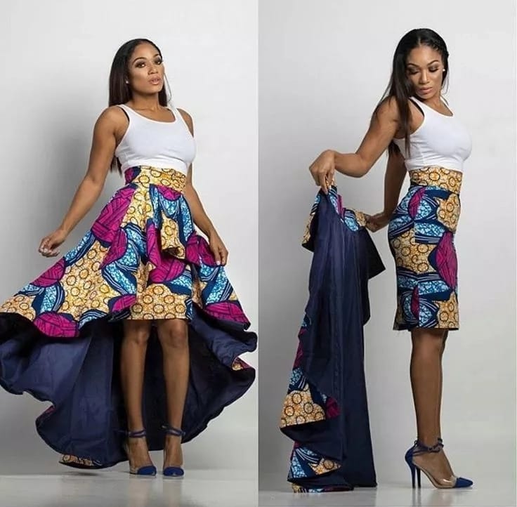 african print high waist skirts