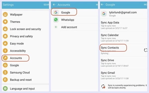 How to save contacts to gmail