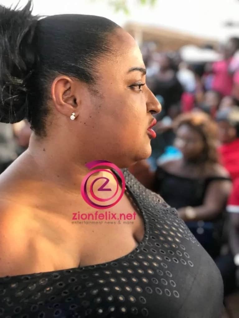 A side shot of Kumawood actress, Matilda Asare in funeral clothing