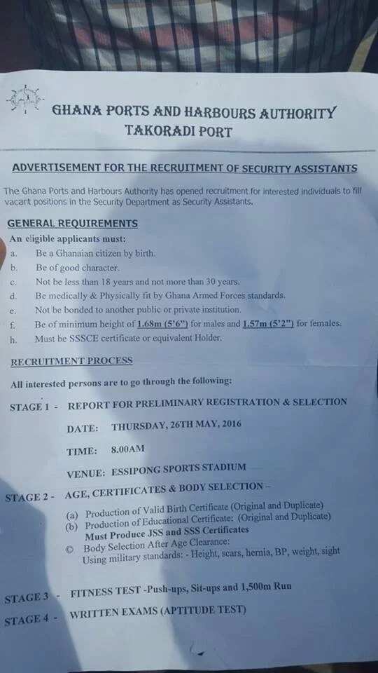 Takoradi port recruitment for security assistants