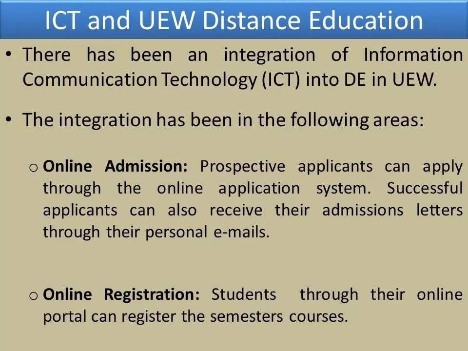 UEW admissions fees