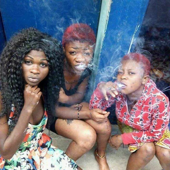Photo: Young girls smoke openly
