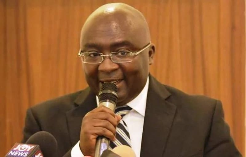 Ghana's vice president, Dr. Bawumia speaks into a microphone