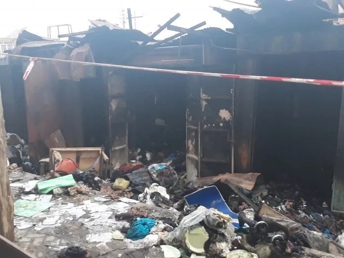 This was what was left of the shops gutted by fire at the Dome Market