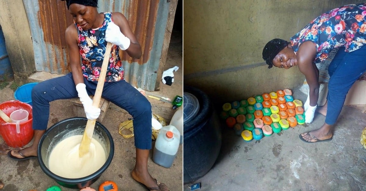 Meet talented Nigerian lady who makes soap to earn a living