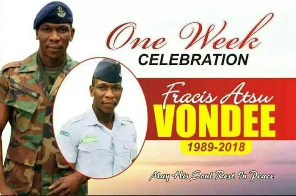 Poster of Lance Corporal Vondee’s one week celebration