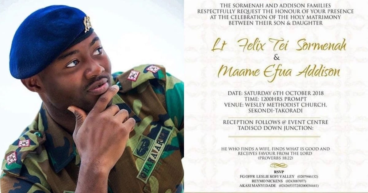 Photo: Soldier killed one month to wedding Lt Felix Tei Sormenah to be buried Nov 2