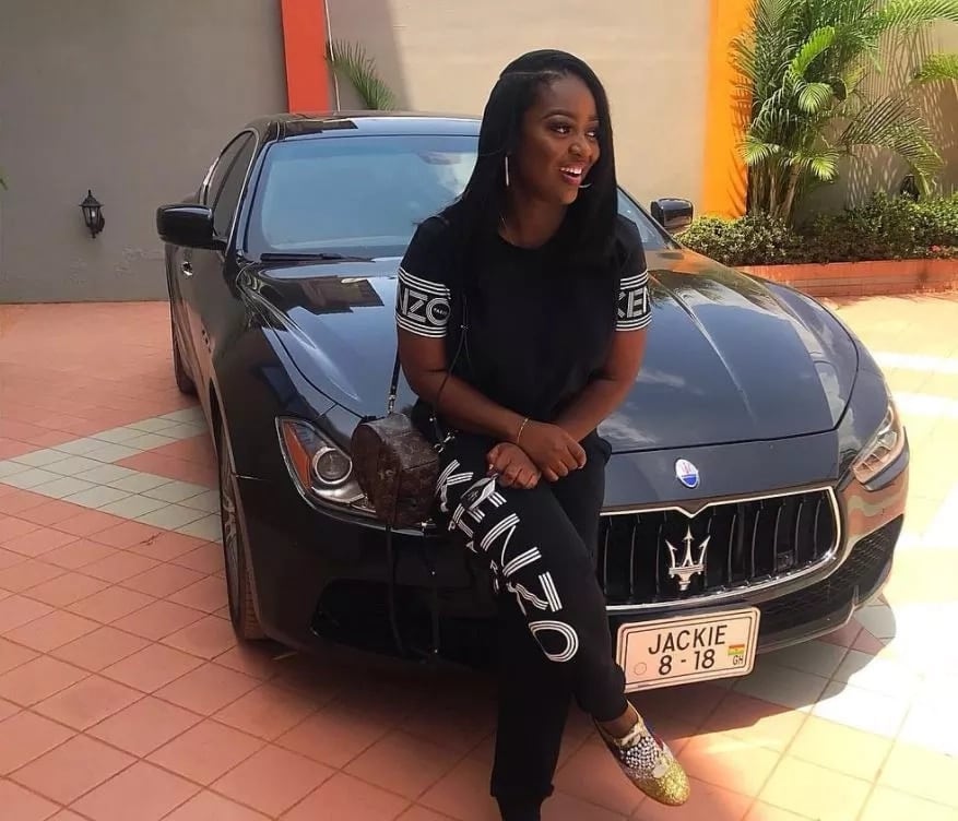Jackie Appiah shows off her 2018 registered Maserati