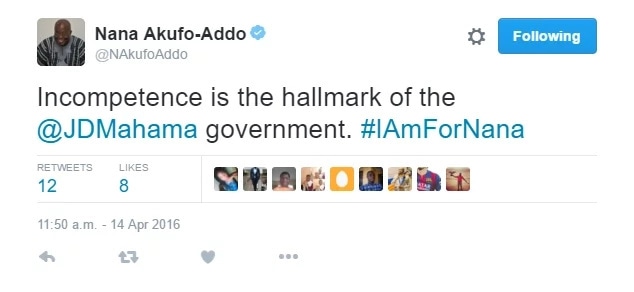 Incompetence is hallmark of Mahama presidency - Akufo-Addo
