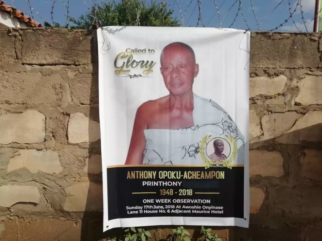 An obituary of the late Mr. Acheampon. Photo credit: Google Images