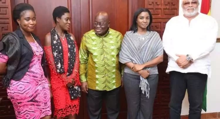 Jerry John Rawlings storms Flagstaff House with brilliant students to meet Nana Addo