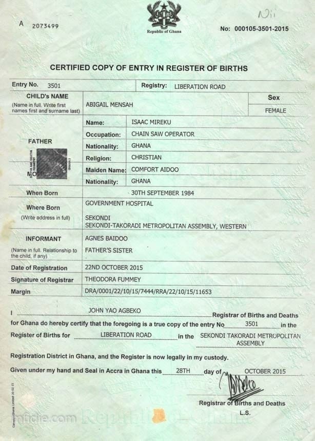 Requirements for a birth certificate in Ghana YEN COM GH