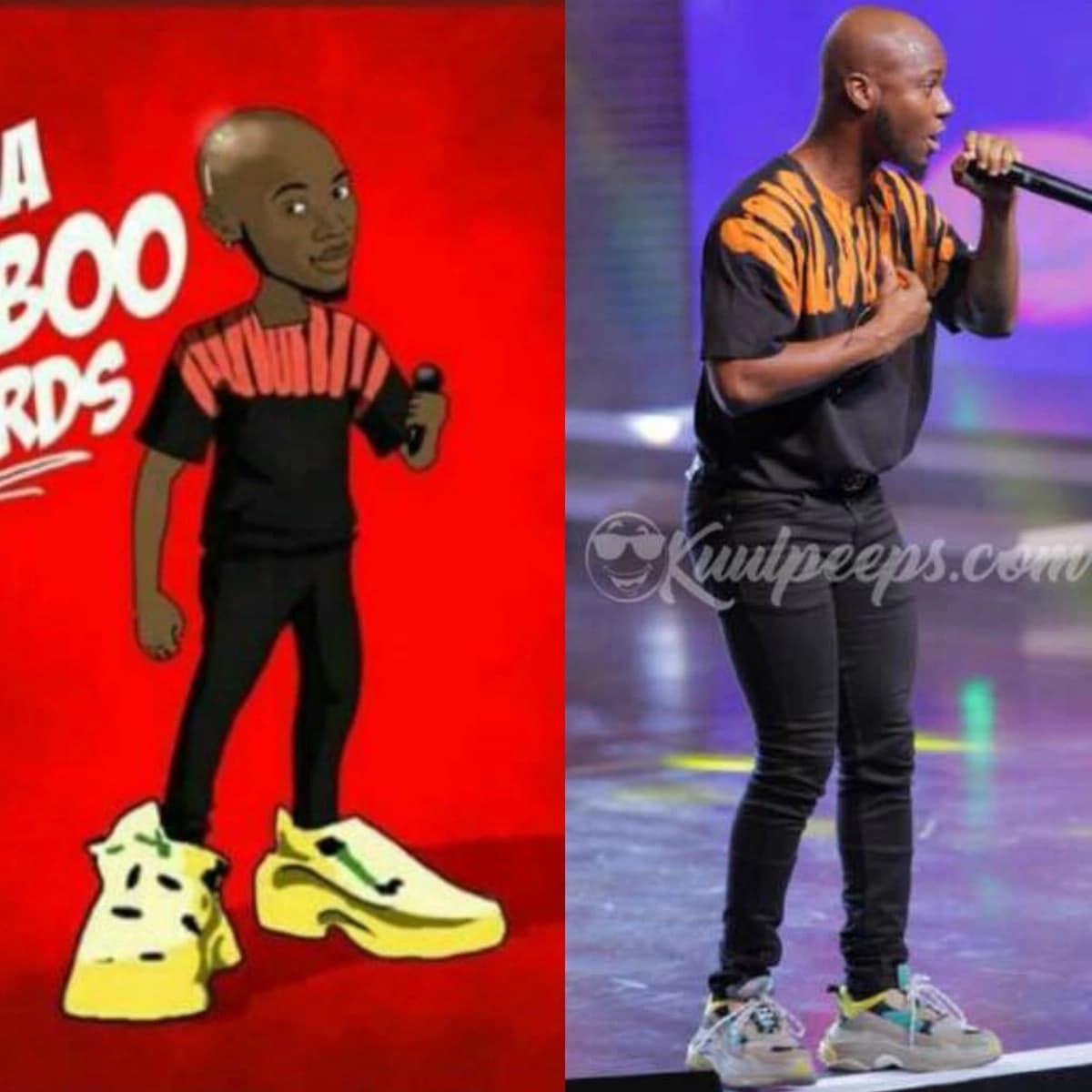 One of the artworks trolling King Promise's shoe at the VGMAs