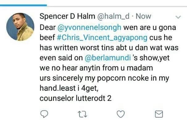 Ghanaian man angry with Yvonne Nelson for ‘hypocritically’ attacking Berla Mundi instead of Counsellor Lutterodt and Chris Vincent