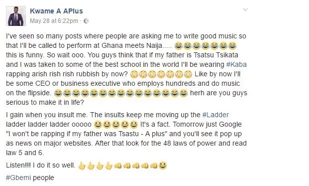 A Plus takes a crack at M.anifest, says he's wasted his father's money