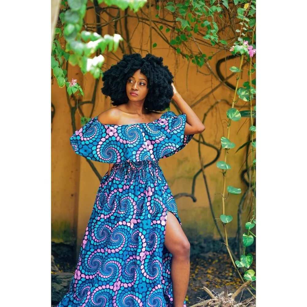 images of off shoulder ankara gowns, trending off shoulder ankara gowns, latest off shoulder ankara gowns