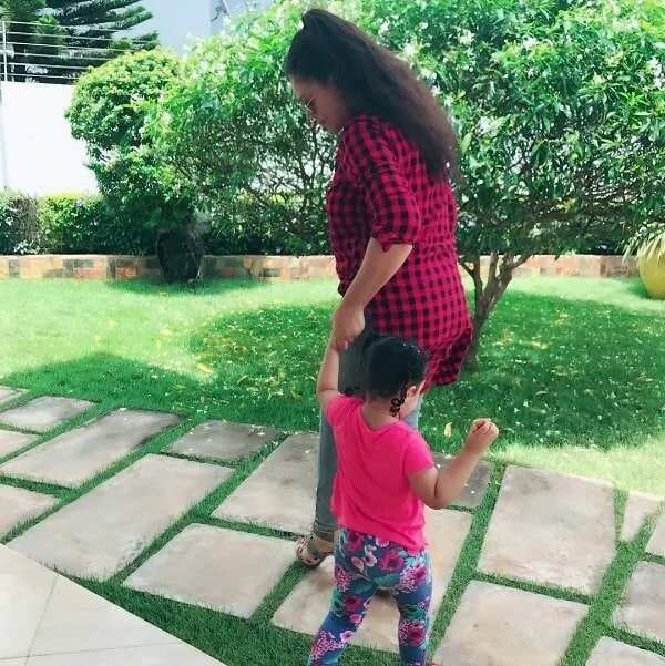 Nadia Buari finally puts one of her twins on full display