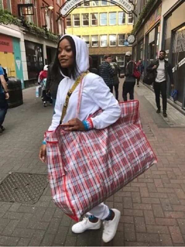 Hollywood star, Keke Palmer seen carrying a Ghana-Must-Go bag in London