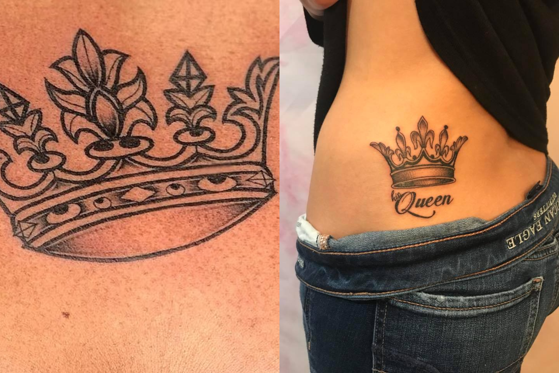 Ladies with black queen crown tattoos