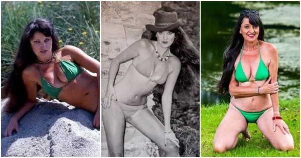 68-year-old glamour model poses in the same bikini she wore when she was in her 20s