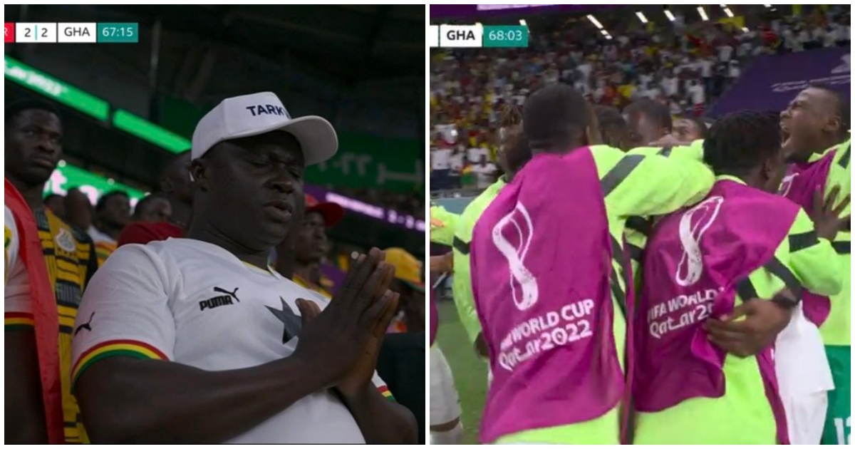 A Ghanaian supporter praying minutes before Ghana scored against South Korea in the World Cup