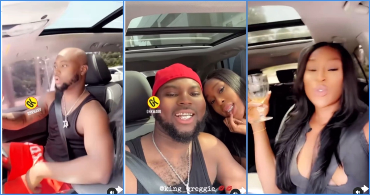 King Promise and Efia Odo chill together in vehicle, sparks reactions