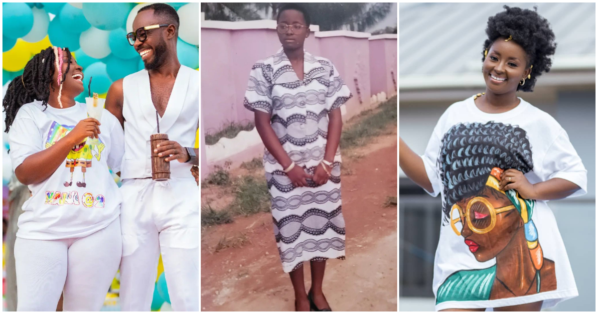 Hw3 ne shoe bi: Fans laugh as Okyeame Kwame's wife shares old photo from her teens