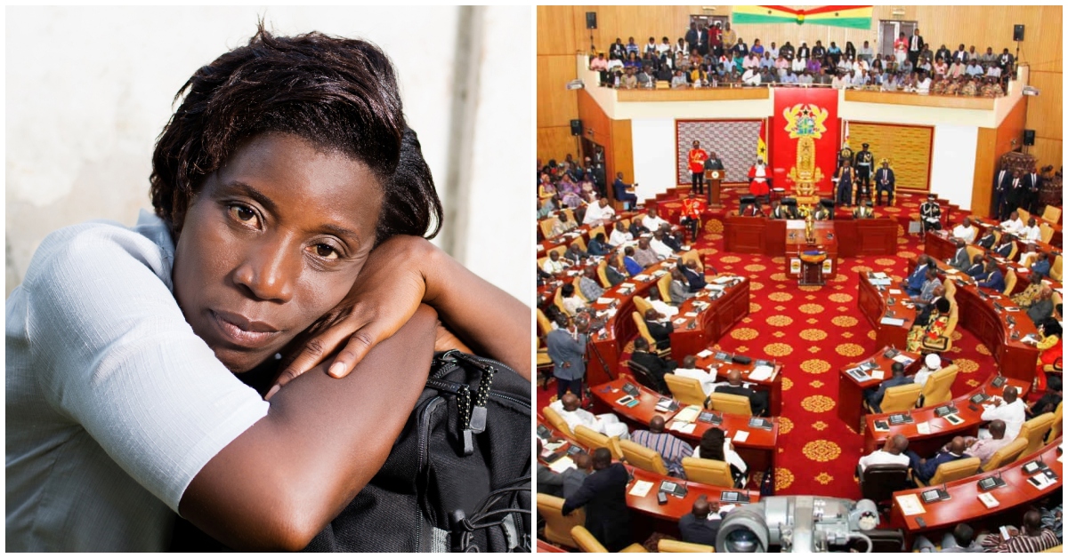 Photo of Ghana parliament and lady looking sad